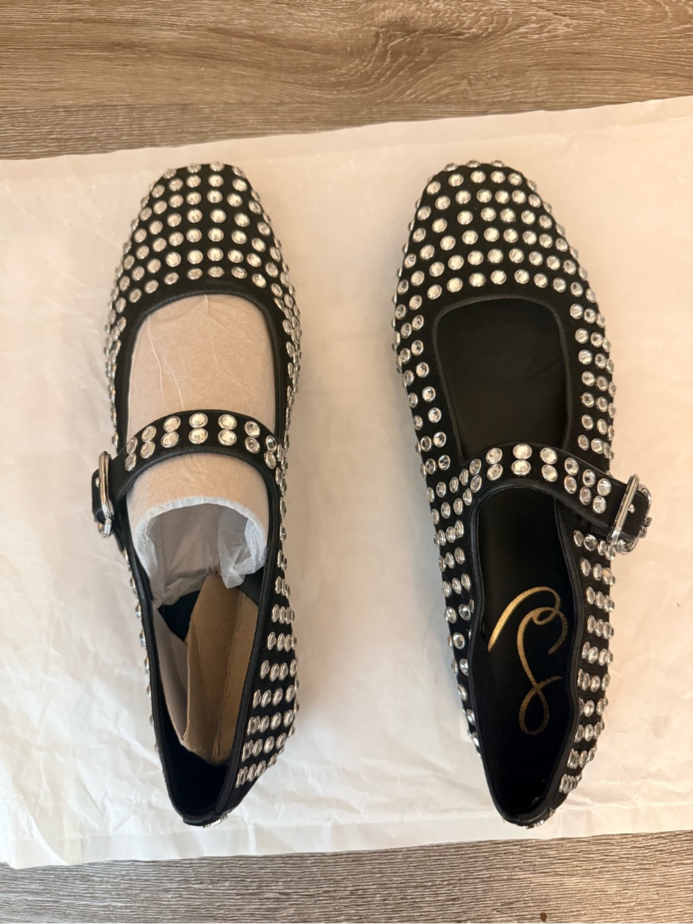 Sam Edelman Black Mary Jane Flats with Silver Studs - Picture 8 of 8